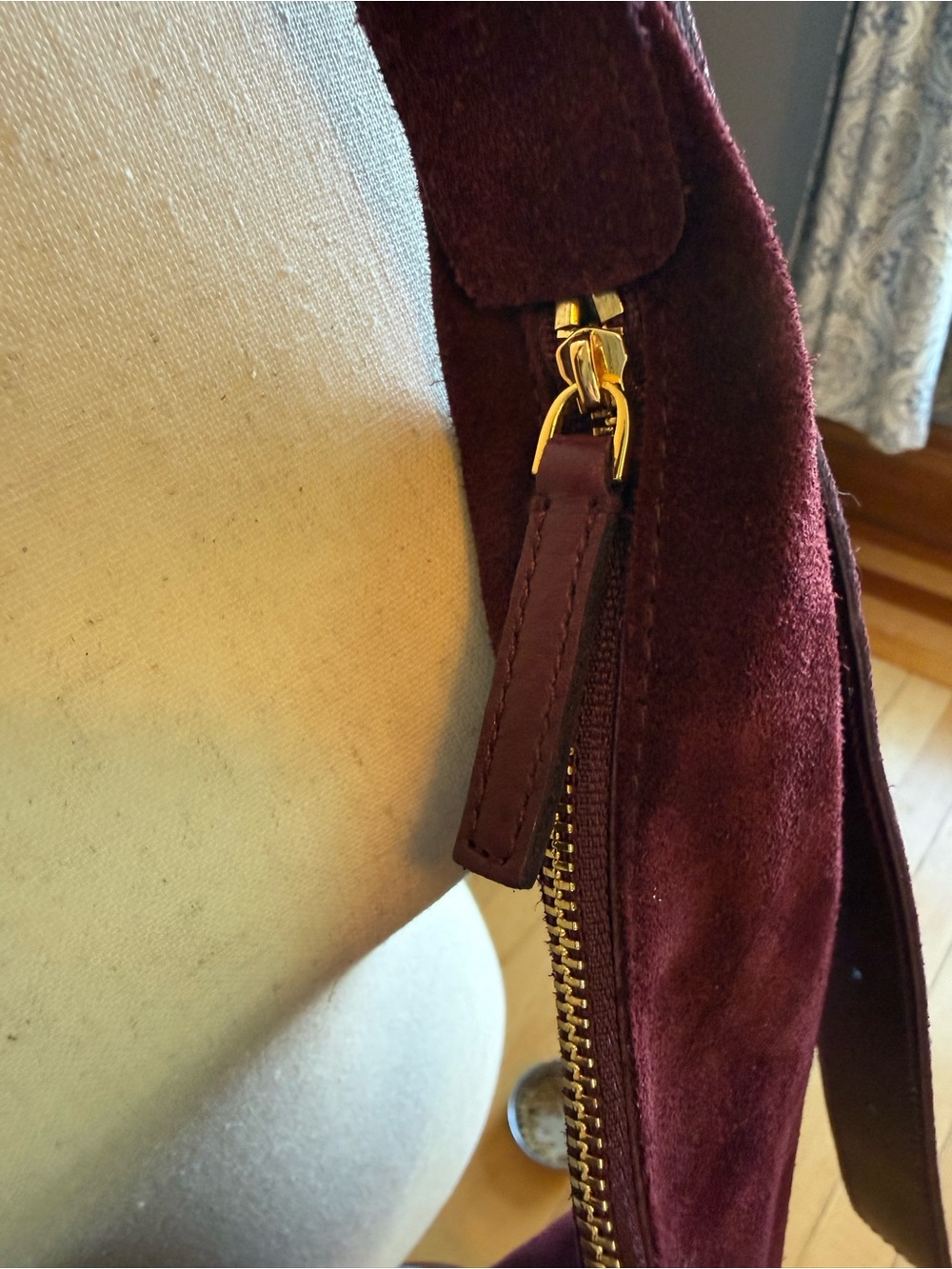 J. Crew Burgundy Suede Crescent Shoulder Bag - Picture 3 of 7